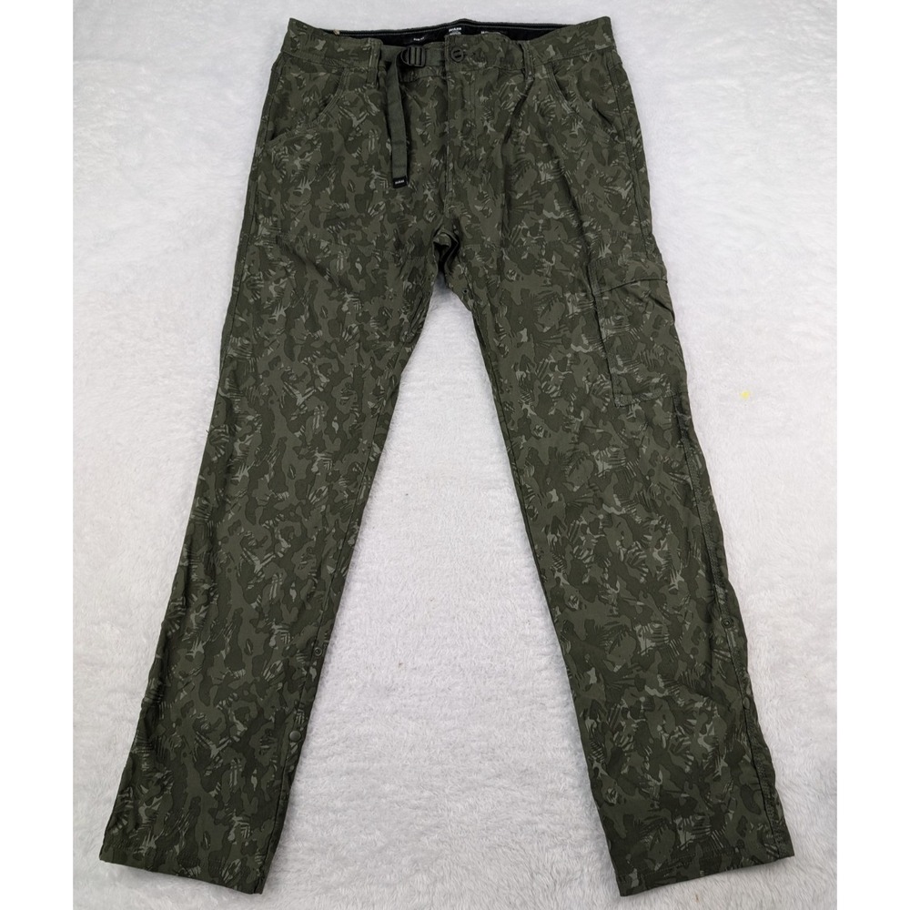 Prana Men Zion II Camo Pants Men's 36x32 Green Slim Fit Nylon Stretch Hiking